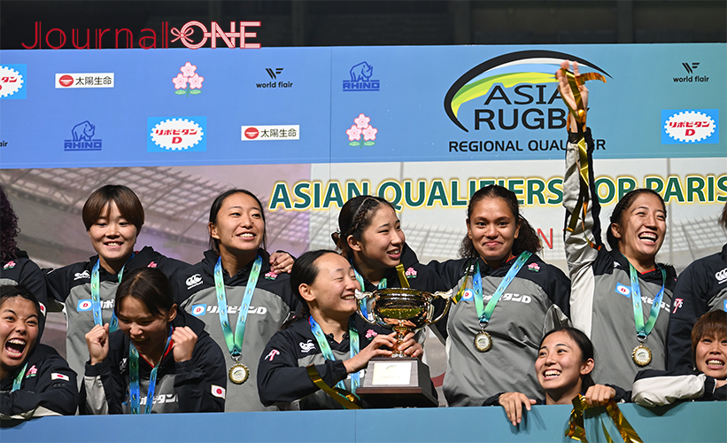 男女７人制ラグビーアジア予選| 決勝 日本代表vs中国 サクラセブンズは大谷芽生選手、平野優芽キャプテン（いずれも、ながとブルーエンジェルス）のトライで勝利しパリ五輪出場権を獲得-Journal-ONE撮影