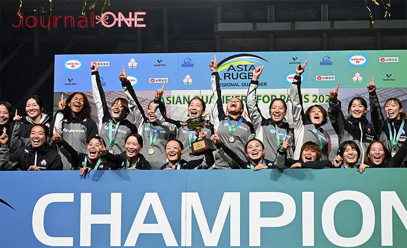 男女７人制ラグビーアジア予選| 決勝 日本代表vs中国 サクラセブンズは大谷芽生選手、平野優芽キャプテン（いずれも、ながとブルーエンジェルス）のトライで勝利しパリ五輪出場権を獲得-Journal-ONE撮影