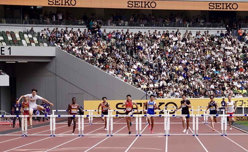 Journal-ONE | セイコーゴールデングランプリ男子400ｍハードルでは、豊田兼（8レーン）が48秒36の好タイムをマーク（筒江＝木南で標準突破＝は5レーン、出口は3レーン）