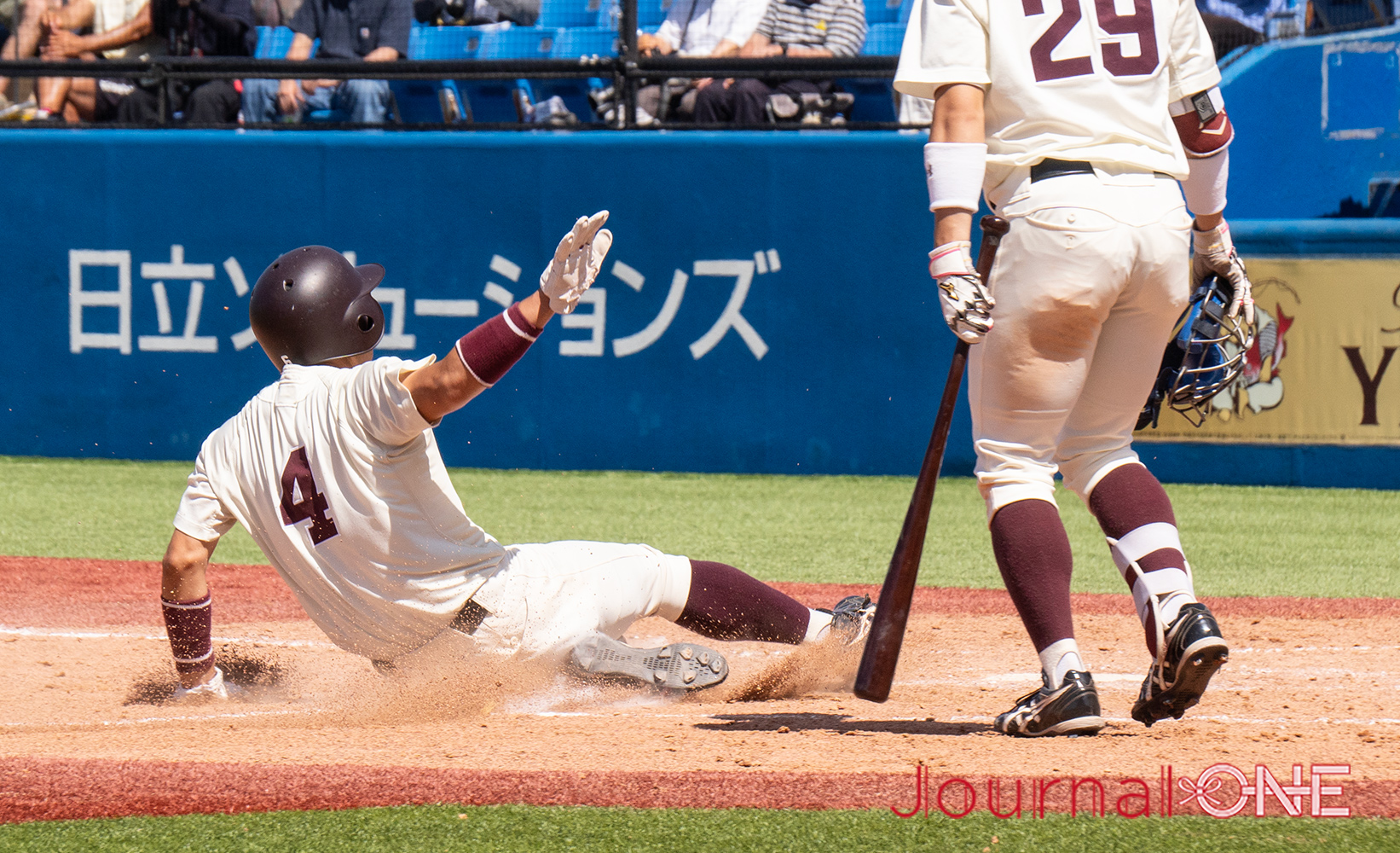 Journal-ONE | 第73回全日本大学野球選手権決勝 早稲田大vs青山学院大 本塁カバーの隙を突いて小澤修平（早大）がホームを奪い先制