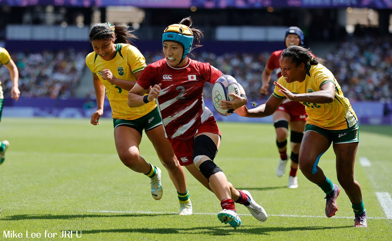 JournalｰONE | パリオリンピック 女子7人制ラグビー（サクラセブンズ） ブラジル戦でトライを挙げた梶木真凜-Mike Lee for JRFU