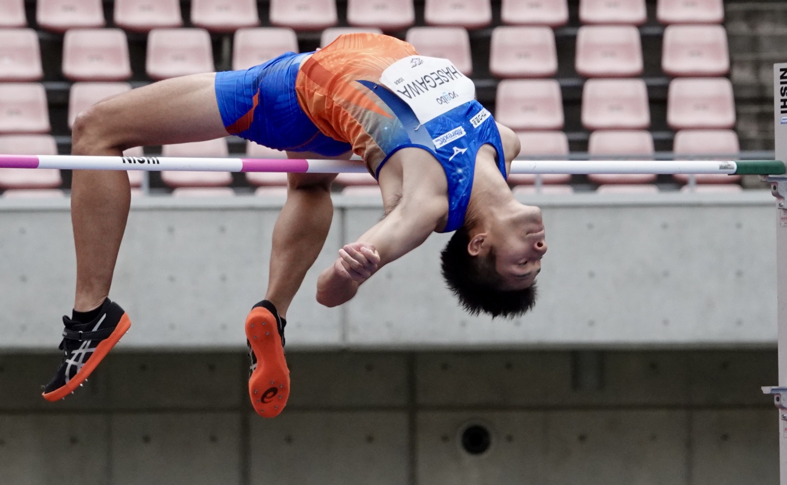 男子走高跳で初優勝を期す長谷川