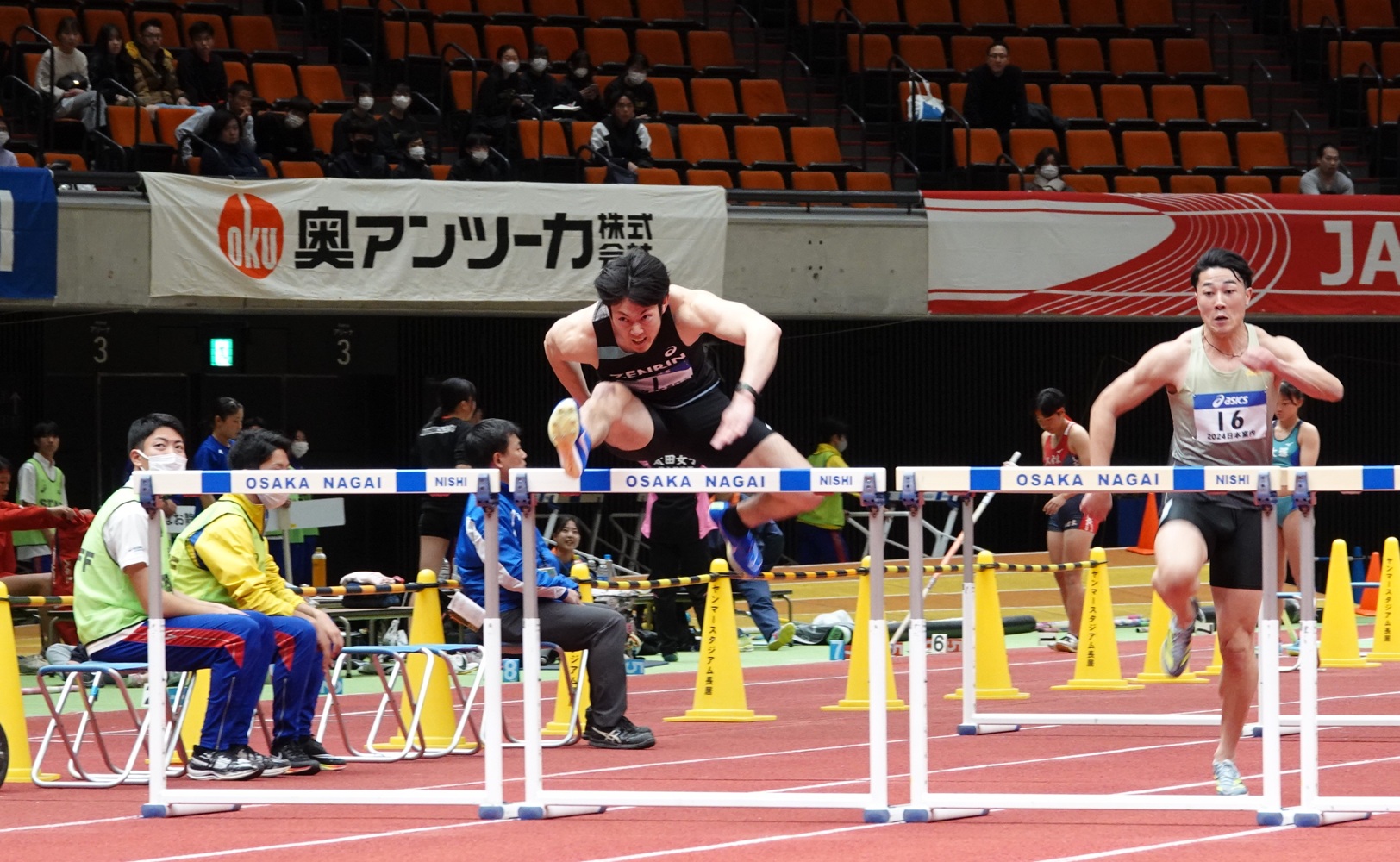 男子60mハードルには長年男子110mハードルを牽引する高山峻野が参戦