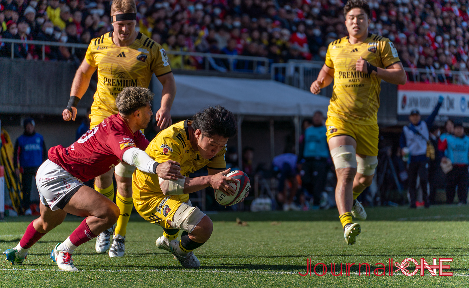 箸本龍雅選手のトライで逆転した東京SG-JournalｰONE撮影