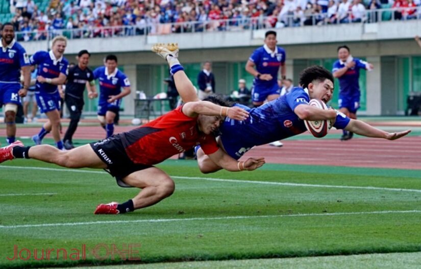 100m独走のトライを決める北村瞬太郎（静岡BR）∸Journal-ONE撮影
