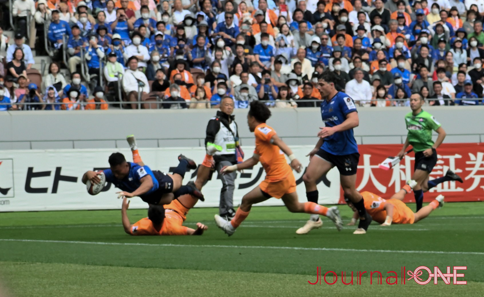 Japan Rugby League One final match, Tomoki Osada (Japan rugby union team) scored a try ; Photo by Journal-ONE